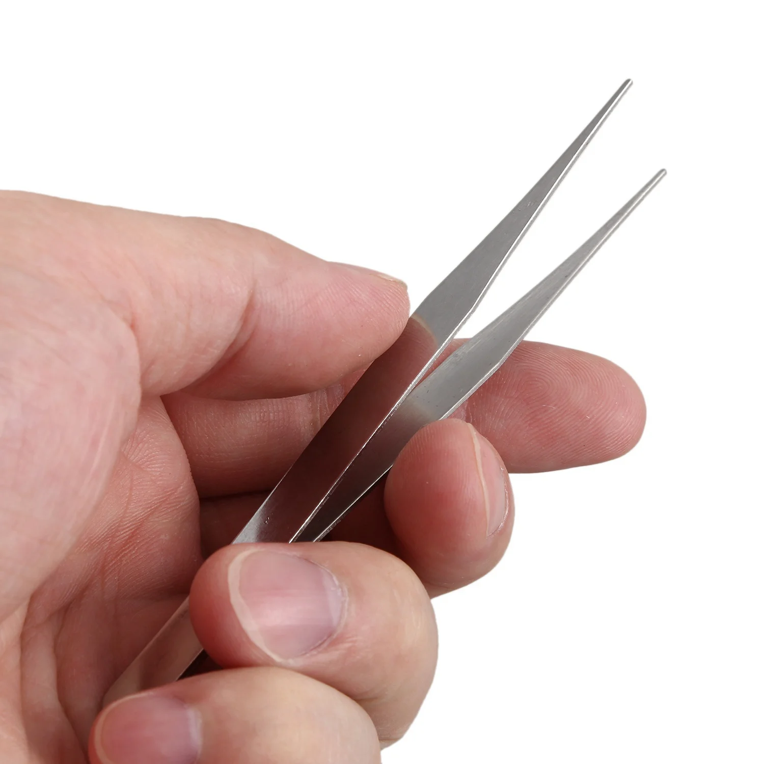

KYCOR-2 Pcs Tweezer: 1 Pcs Fine Point Silver Pointy Straight Tweezers & 1 Pcs Anti-Static Tweezer Curved Pointed