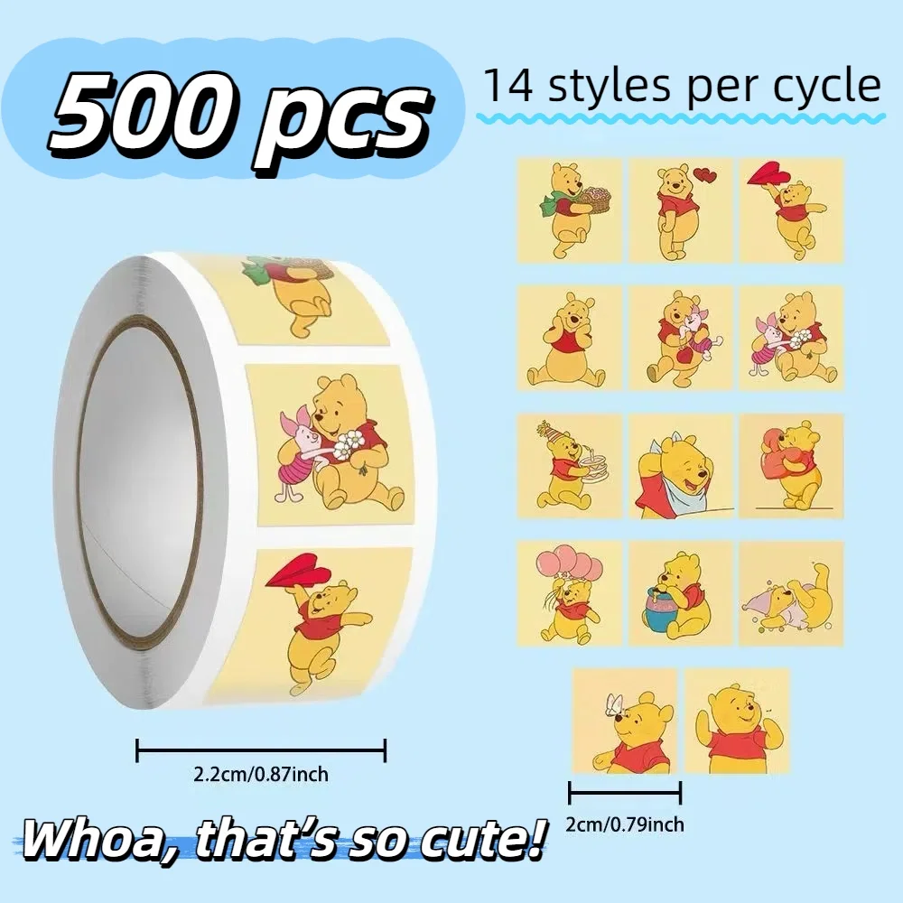

500 шт., наклейки с Винни-Пухом Диснея для детей, милые аниме-наклейки, классические игрушки для багажа, тетради, наклейки для скрапбукинга, каваи