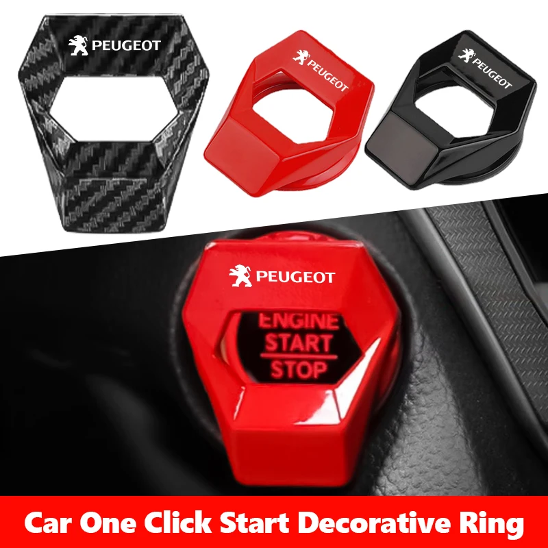 

For Peugeot Car Logo Engine Start Stop Switch Push Button Cover Decorative Accessories 206 208 207 3008 308 2008 107 508 607 106