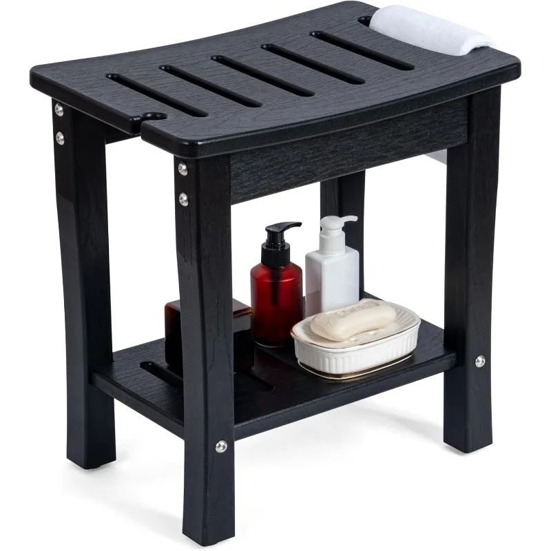 

Shower Bench for Inside Shower Shaving Legs, Waterproof HDPE Shower Chair Seat with Storage Shelf