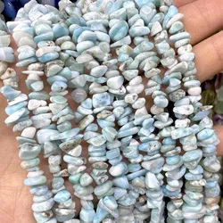 5-8MM Natural Irregular Chips Blue Larimar Freeform Gravel Stone Spacer Beads For Jewelry Making DIY Bracelet Accessories