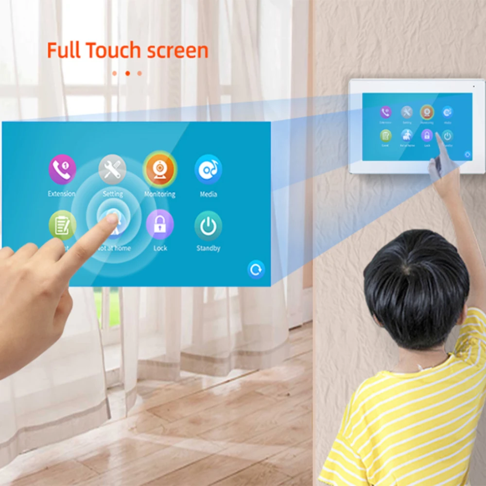 Jeatone-Full Touch Screen 4-Wire Analógico Video Intercom, Sistema de Proteção de Segurança, Tuya WiFi Monitor, Suporte a Cartão SD, 7\