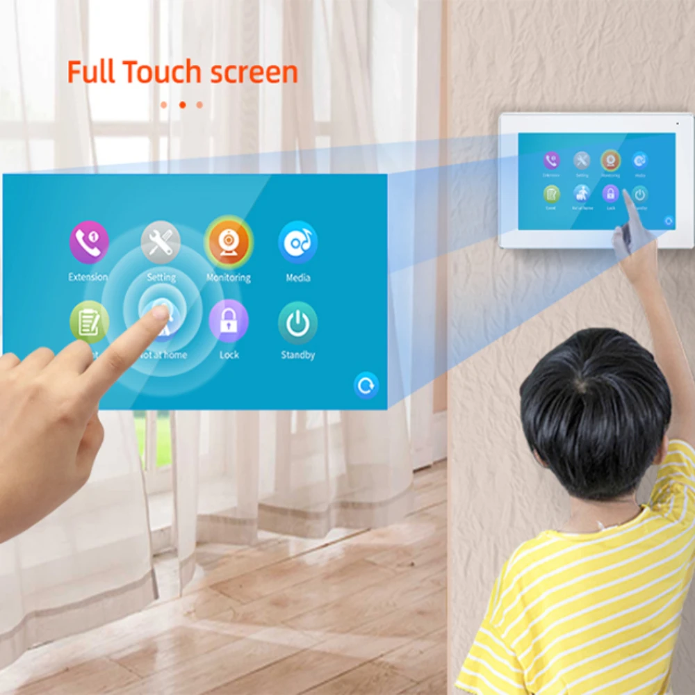 Jeatone-Full Touch Screen 4-Wire Analógico Video Intercom, Sistema de Proteção de Segurança, Tuya WiFi Monitor, Suporte a Cartão SD, 7"
