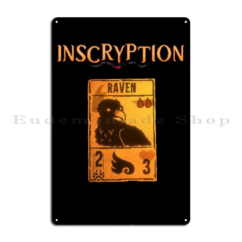 Inscryption Psychological Horror Raven Card Game Halloween Scary Spooky Metal Sign Design Cinema Garage Bar Cave Tin Sign Poster