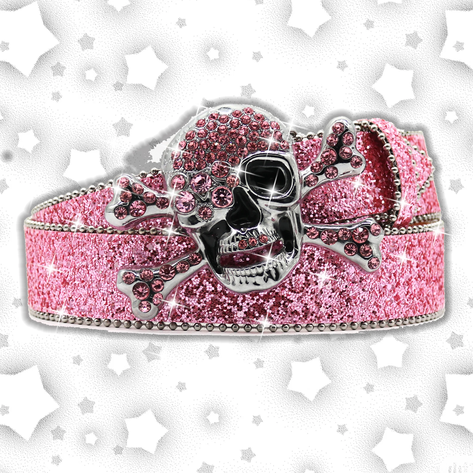 Nice Skull Rhinestones Belts Women Leather Straps Rhinestones Belts Cowgirl Y2K Girls Fashion Belt for Jeans Men