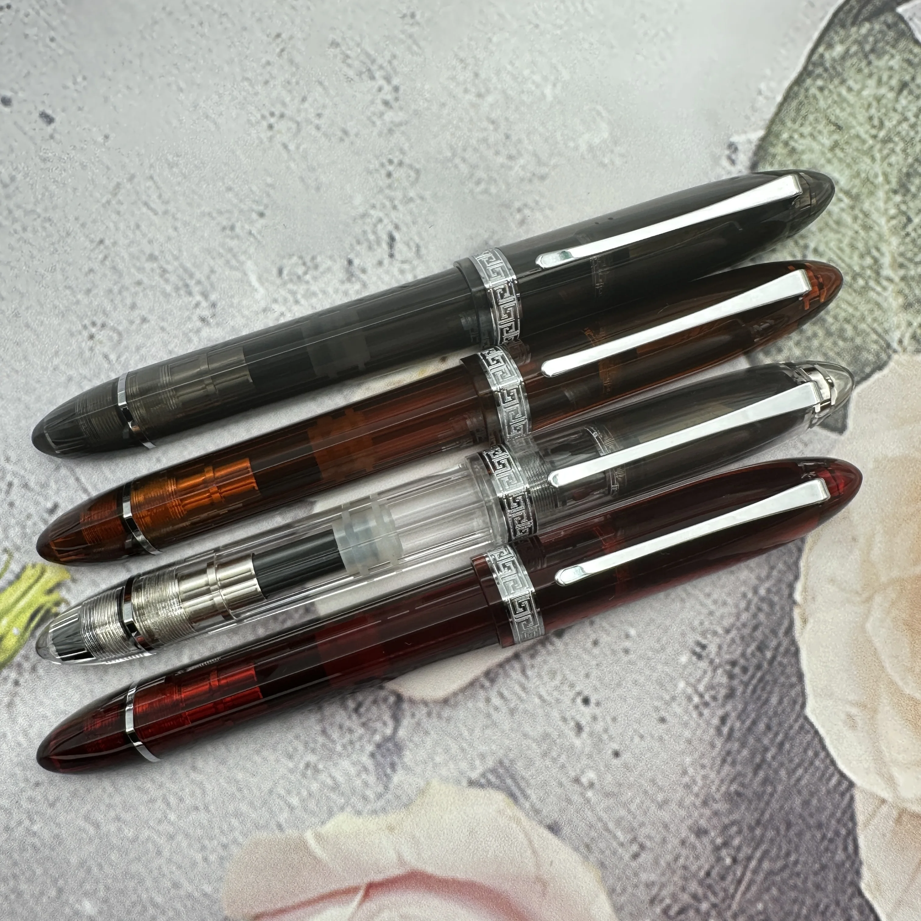 Limited Transparent Majohn V60 Piston Fountain Pen EF/F/M/ Stub Nib Triangular Resin Office Gift School Supplies Pen Writing