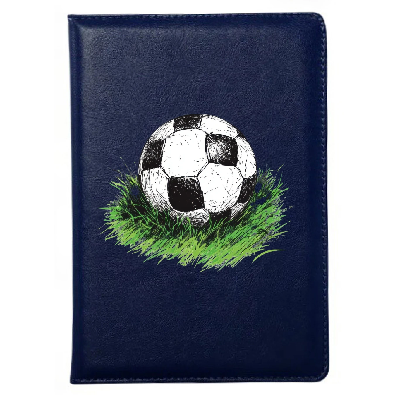Hand Drawn Soccer Field PU Leather Notebook with Personalized Pattern Soft Cover Bookmark for Business Meeting School Gift Diary