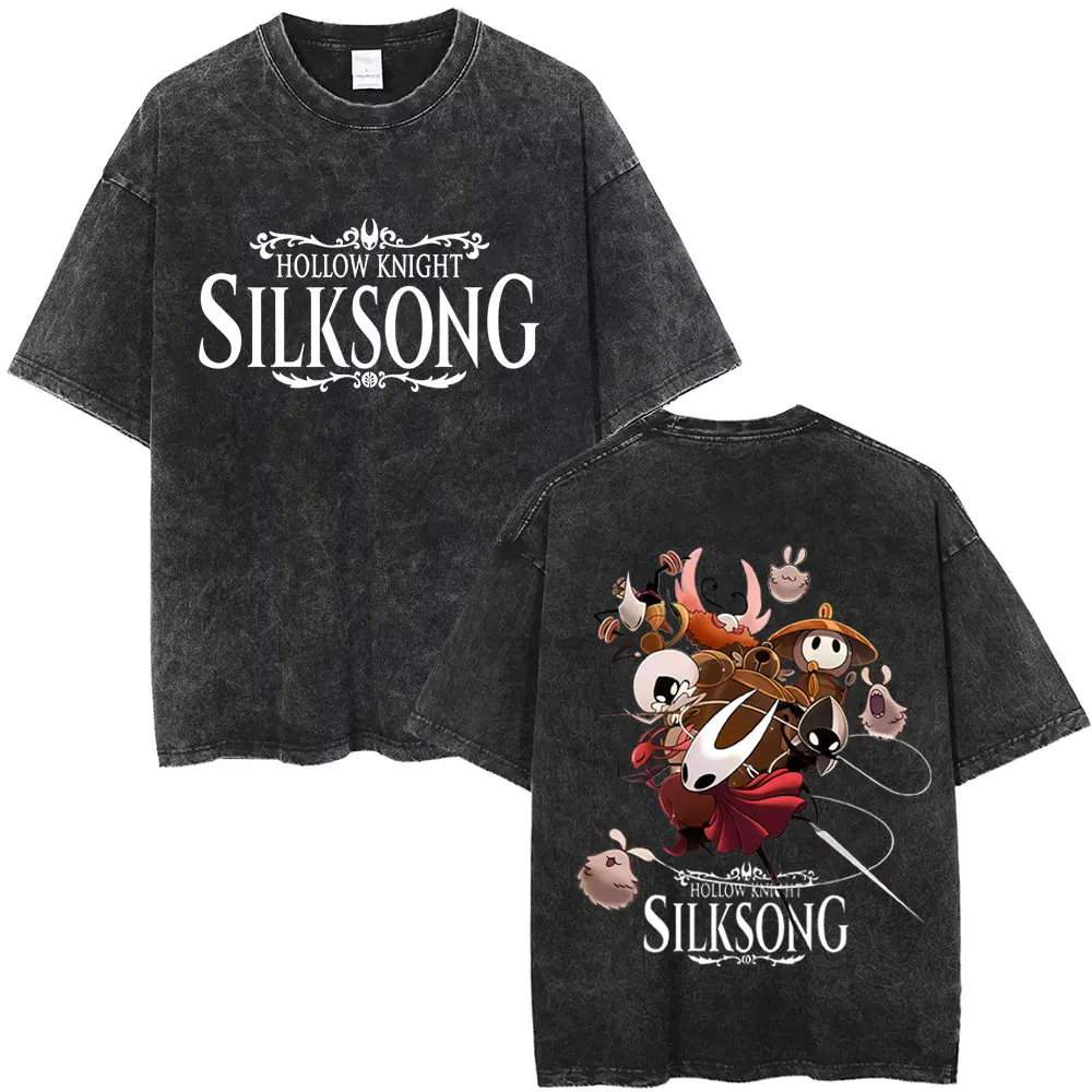 

Game Hollow Knight Graphic Washed T-shirt Men Women Casual Cotton Vintage T-shirts Men's Fashion Oversized Short Sleeve T Shirts