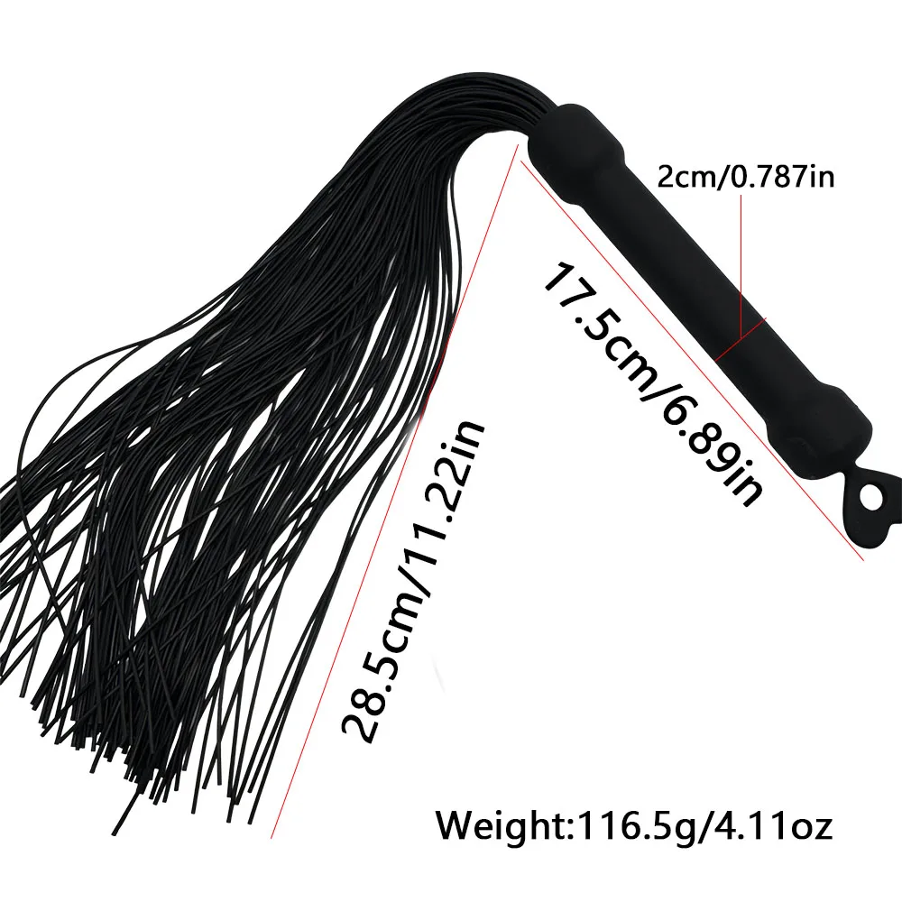 Silicone BDSM Flogger Whip - Soft Full Silicone Tails with Heart Handle for Couples Spanking Play view 4