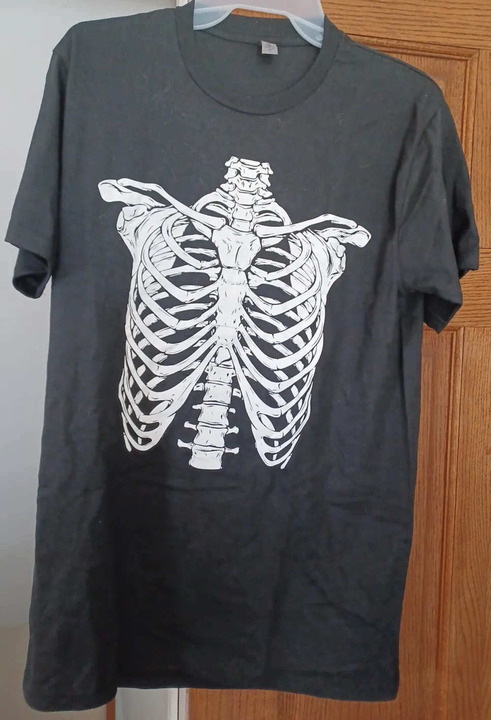Halloween Adult Unisex T Shirt Skeleton Torso Size Medium Black Cotton/polyester