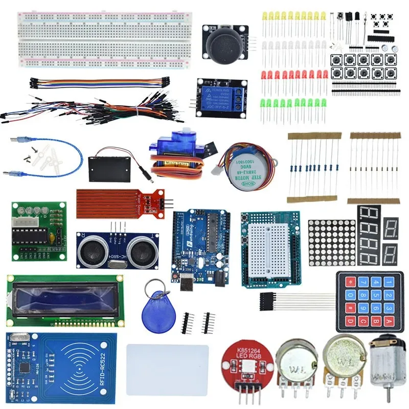 Picture 5: Starter Kit for Arduino Uno R3 - Uno R3 Breadboard and holder Step Motor / Servo /1602 LCD / jumper Wire/ UNO R3