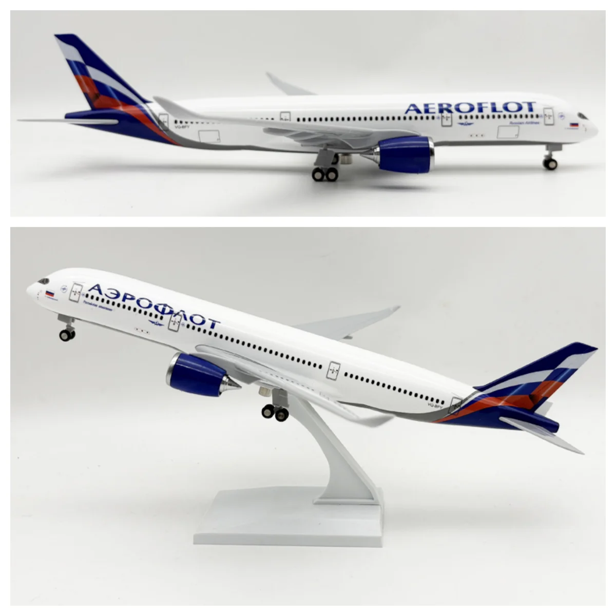 Modèle d'avion de 30 cm, avion russe Aeroflot A350 avec train d'atterrissage, miniature en résine pour collectionneur