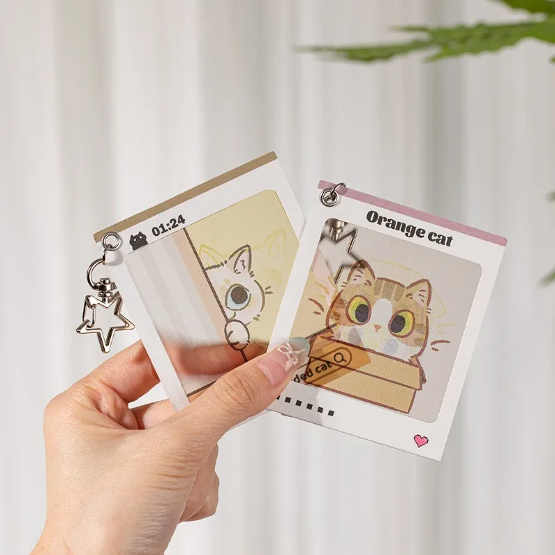 Llavero organizador con imagen móvil de gato, llavero con diseño de efecto de animación lenticular de dibujos animados bonitos para niños, cosas Kawaii para estudiantes