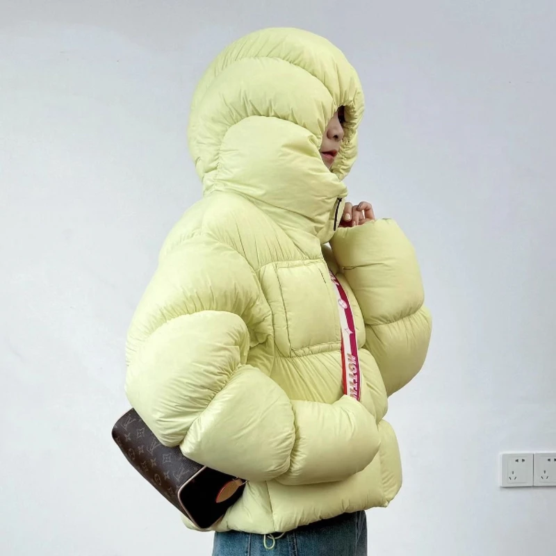 

Autumn Winter Short Cotton Jacket Women 2025 New Fashion Loose Casual Hooded Pure Colour Cotton Coat Thicken Outerwea Female