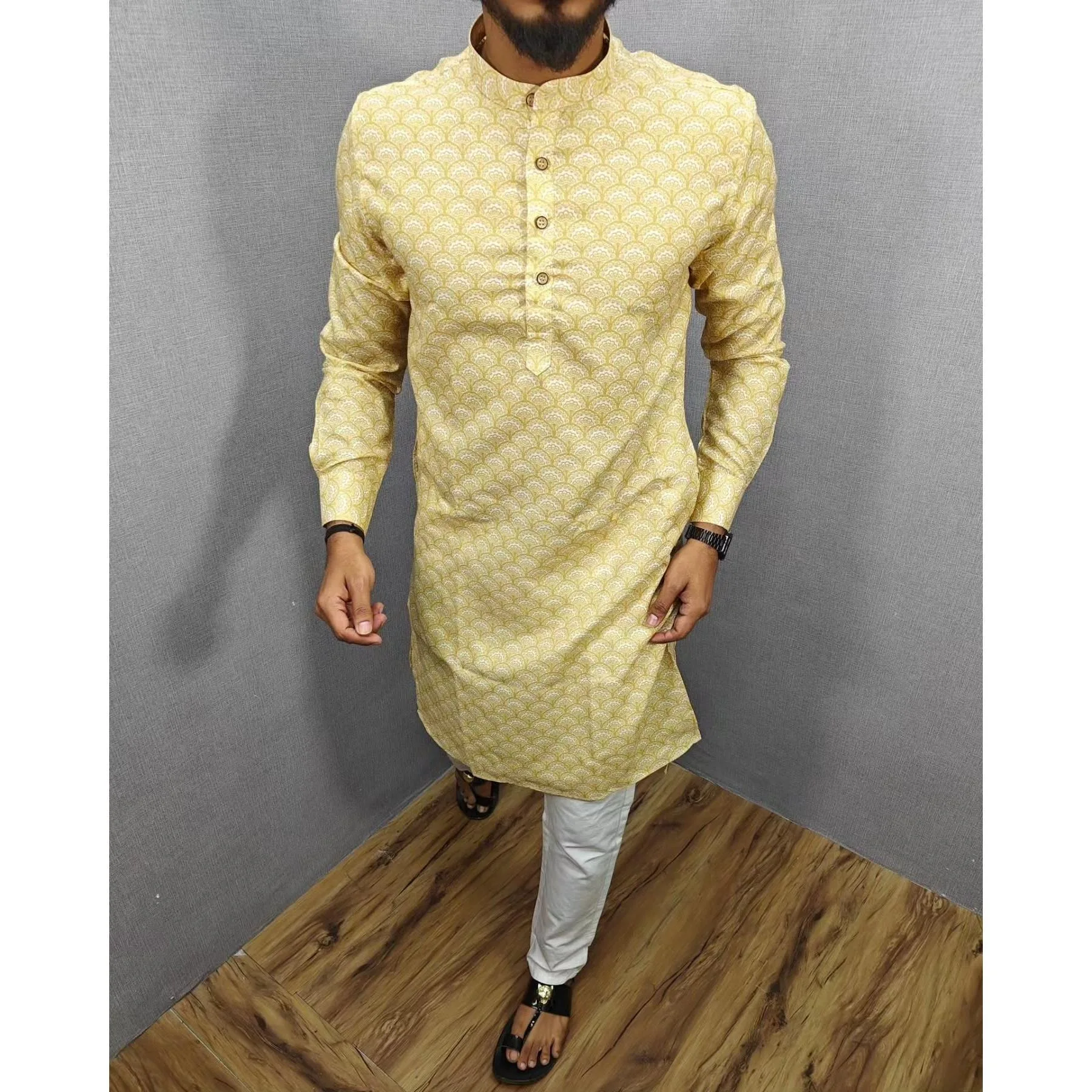 الرجال الرقمية المطبوعة كورتا فاردهة منتظم صالح اليوسفي 2026 طوق طويل مناسب لجميع المناسبات مثل الزفاف هاري رايا Aidilfitri #4