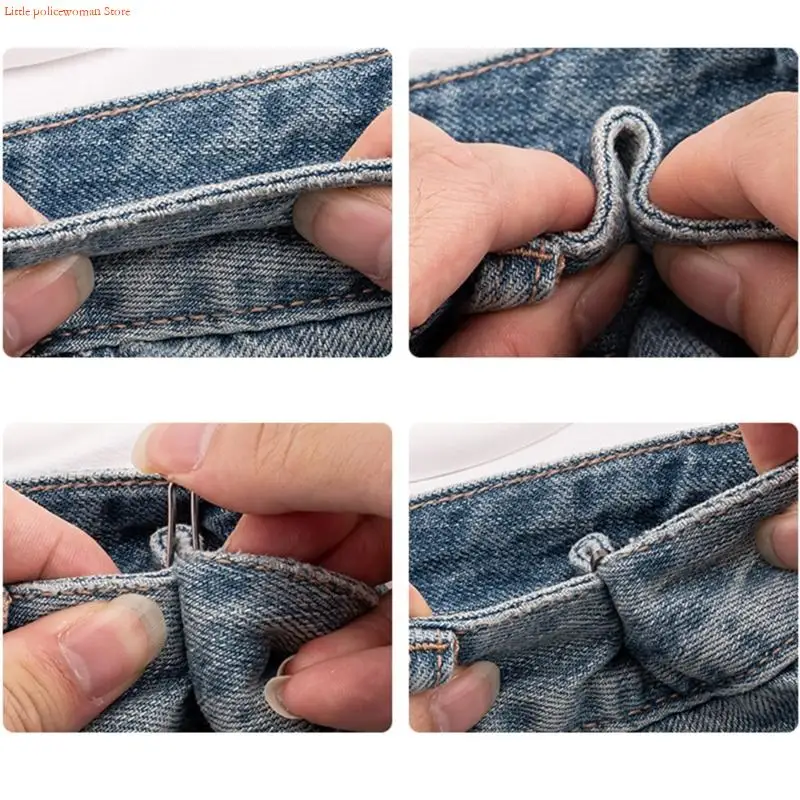 F92D Adjustable Tighten Waist Button for Women Skirt Pants Jeans Tighten Waist Clip Metal Pin Clothing Fastening