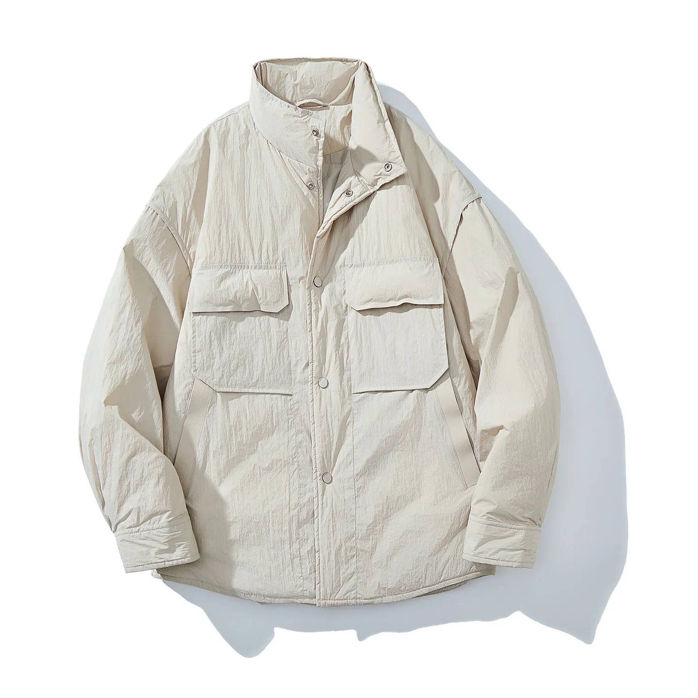 

Men's Winter Faion Lightweight Puffer Jaet Stand Collar Casual American Workwear Sle Versatile ort Length Du down Coat