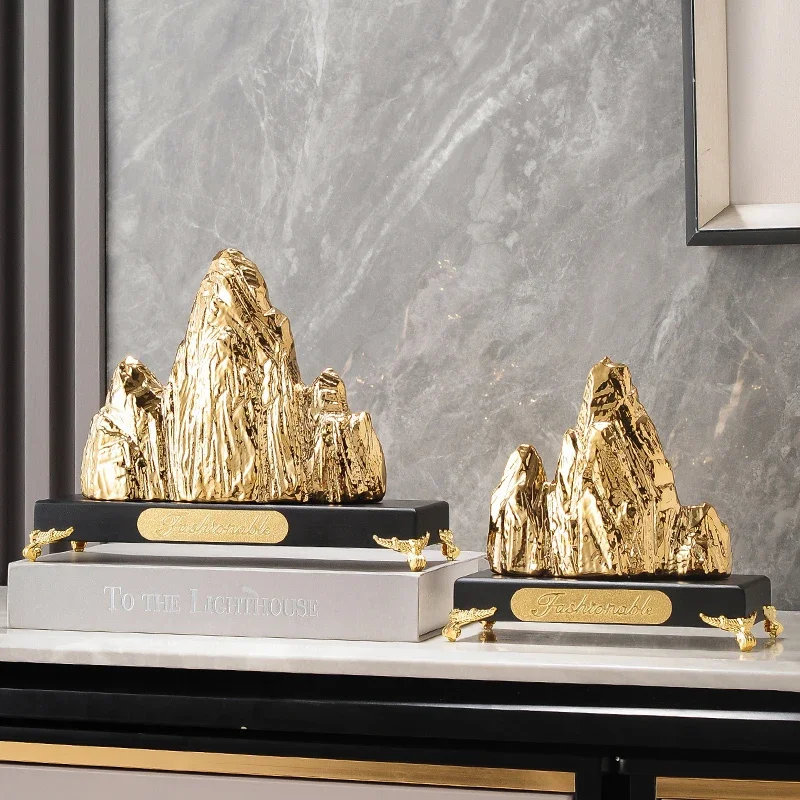 Golden/silver Mountains Ceramic Crafts Statue Desk Decoration Ornaments Creative Landscape Sculpture Room Aesthetic Decor