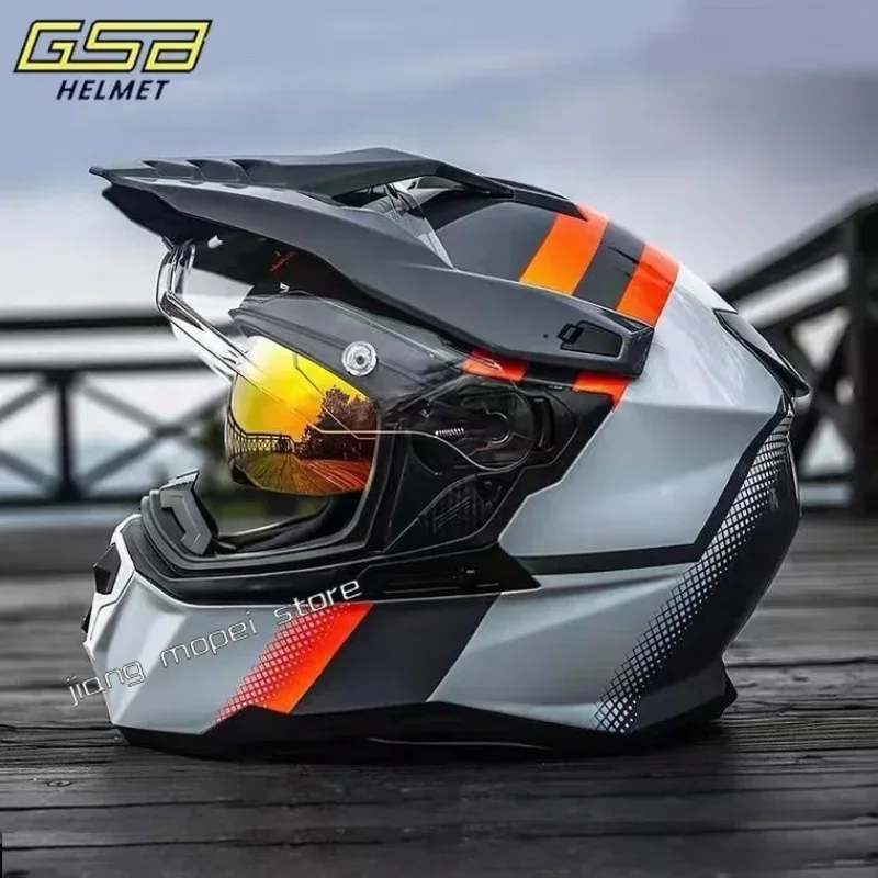 

Full Helmet Locomotive Four Seasons Helmets & Headwear GSB Xp-22 New Off Road Rally Helmets Double Lens Motorcycle