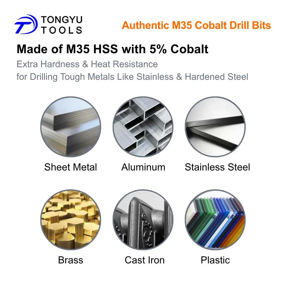 41/51Pcs M35 Cobalt Drill Bit Set for Stainless Steel Metric HSS Co5% Twist Drill Bits DIN338 135° Split Point Metal Drilling