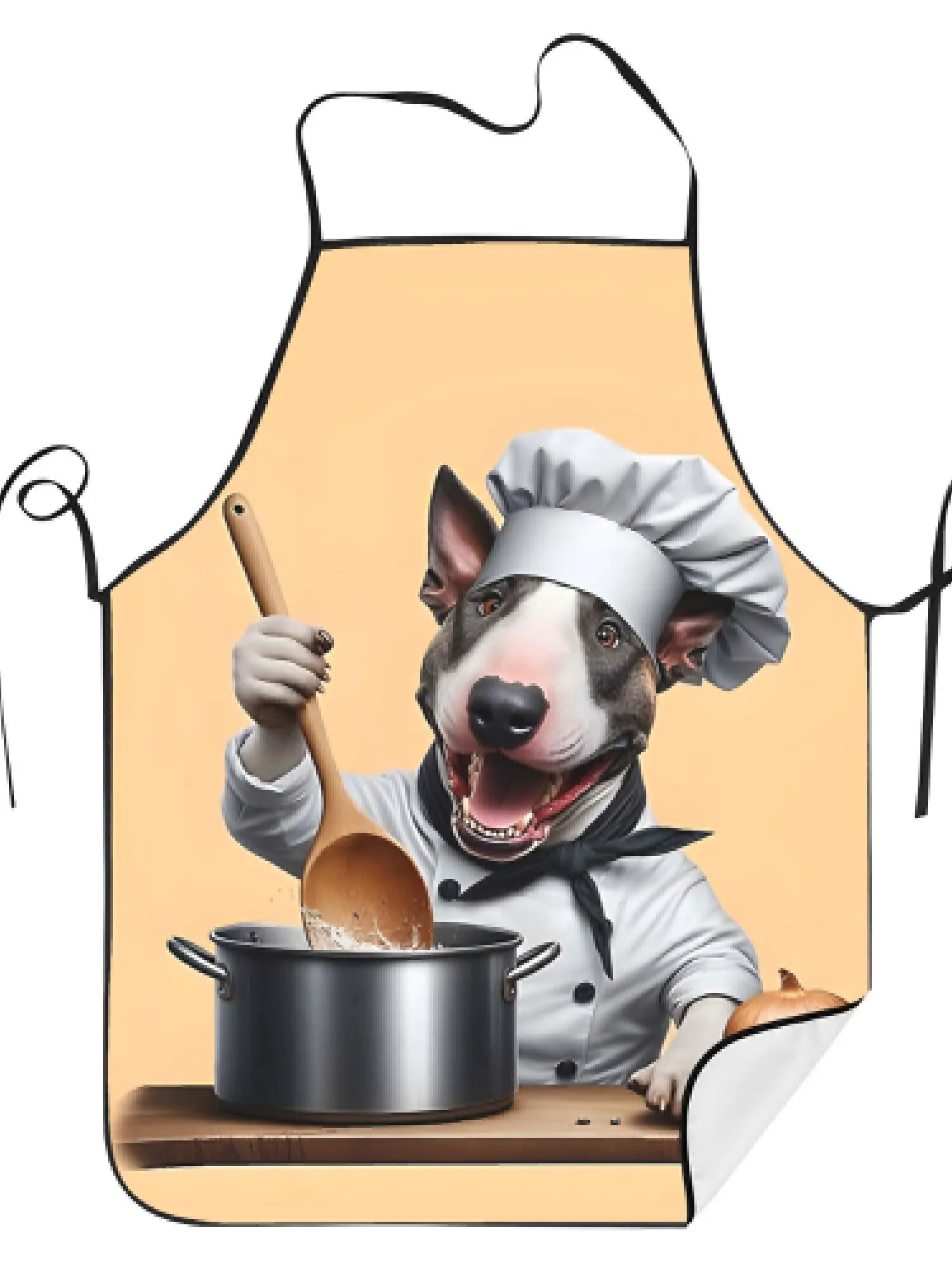 Funny Bull Terrier Dog Chef Kitchen Apron Animal Pattern Cooking Bibs Linen Waterproof Home Baking Uniform Multi Sizes