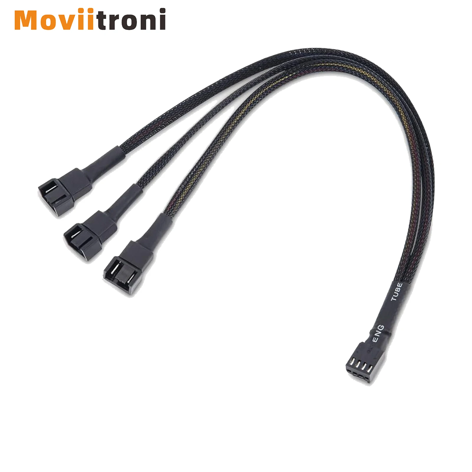 3 Way 4 Pin PWM Fan Splitter Cable,  PWM-Controlled with 2 Follower, PC Fan Splitter 1 to 3 Converter