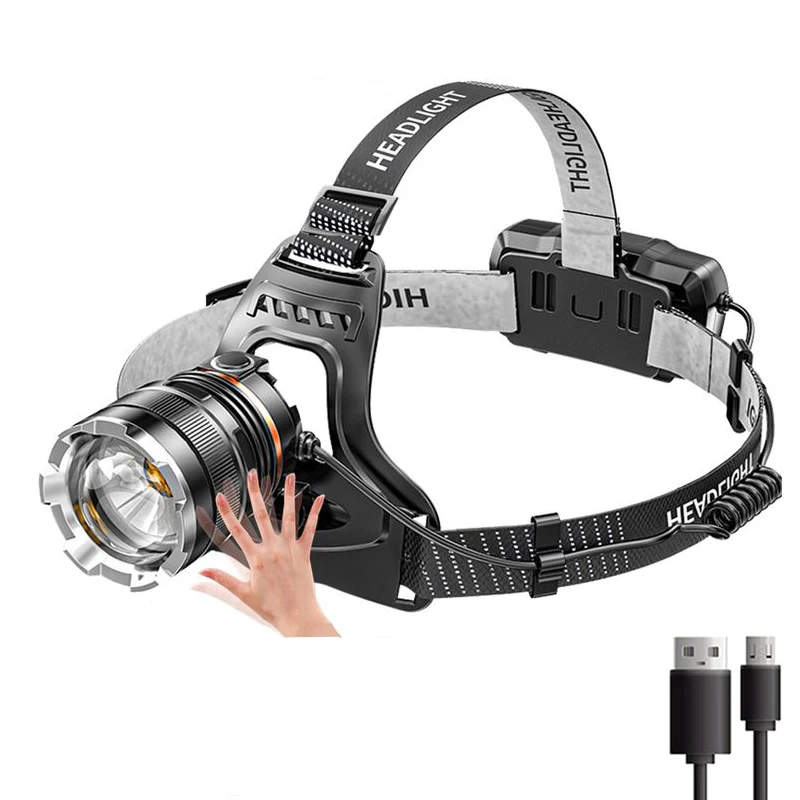 

XHP50 High Powerful Headlamp Flashlight Head Torch LED Zoom Sensor Headlight 18650 Rechargeable Fishing Lantern