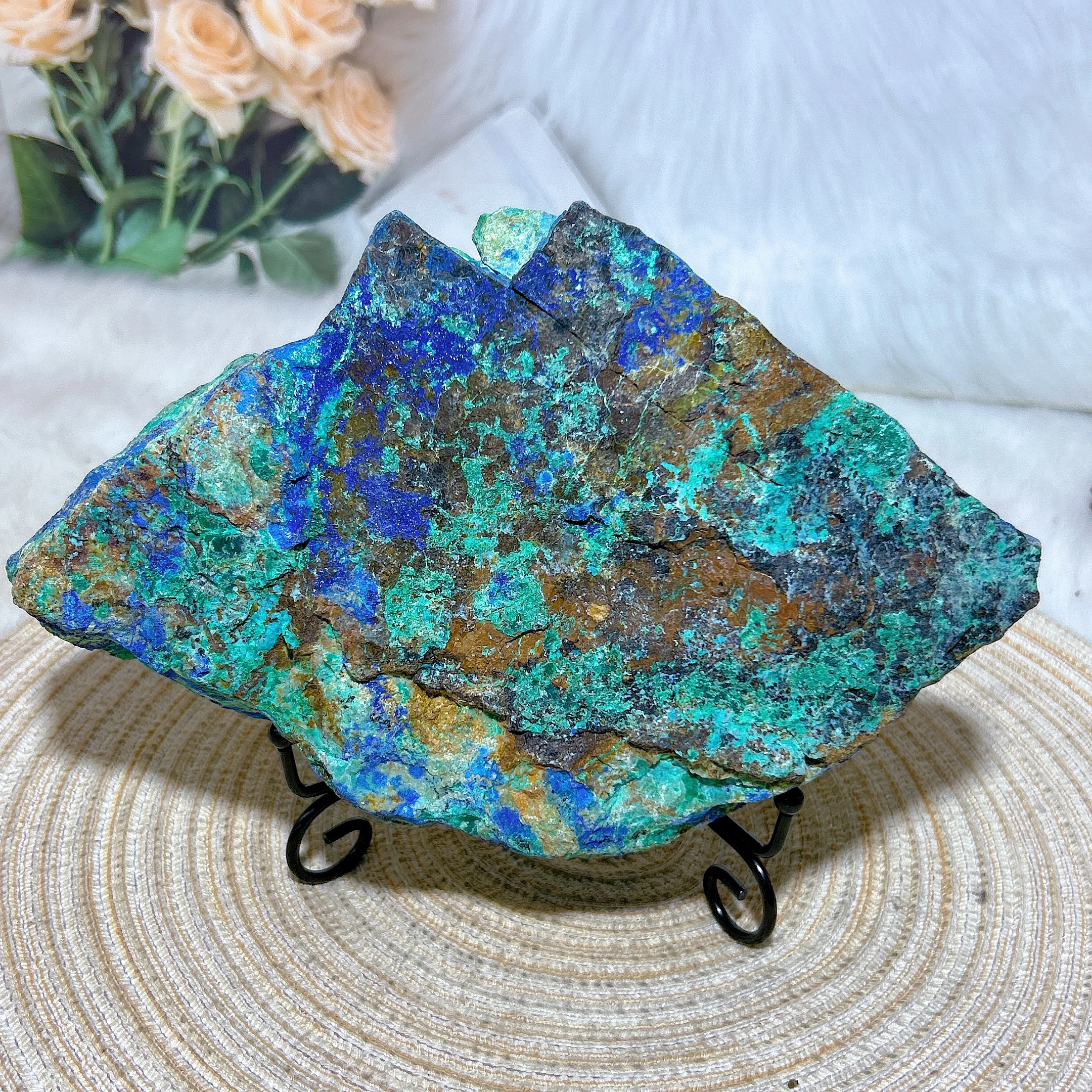 Natural Crystals Azurite With Chrysocollars Large Raw Stone Colorful Healing Energy Specimen Ornament Home Decoration Gift