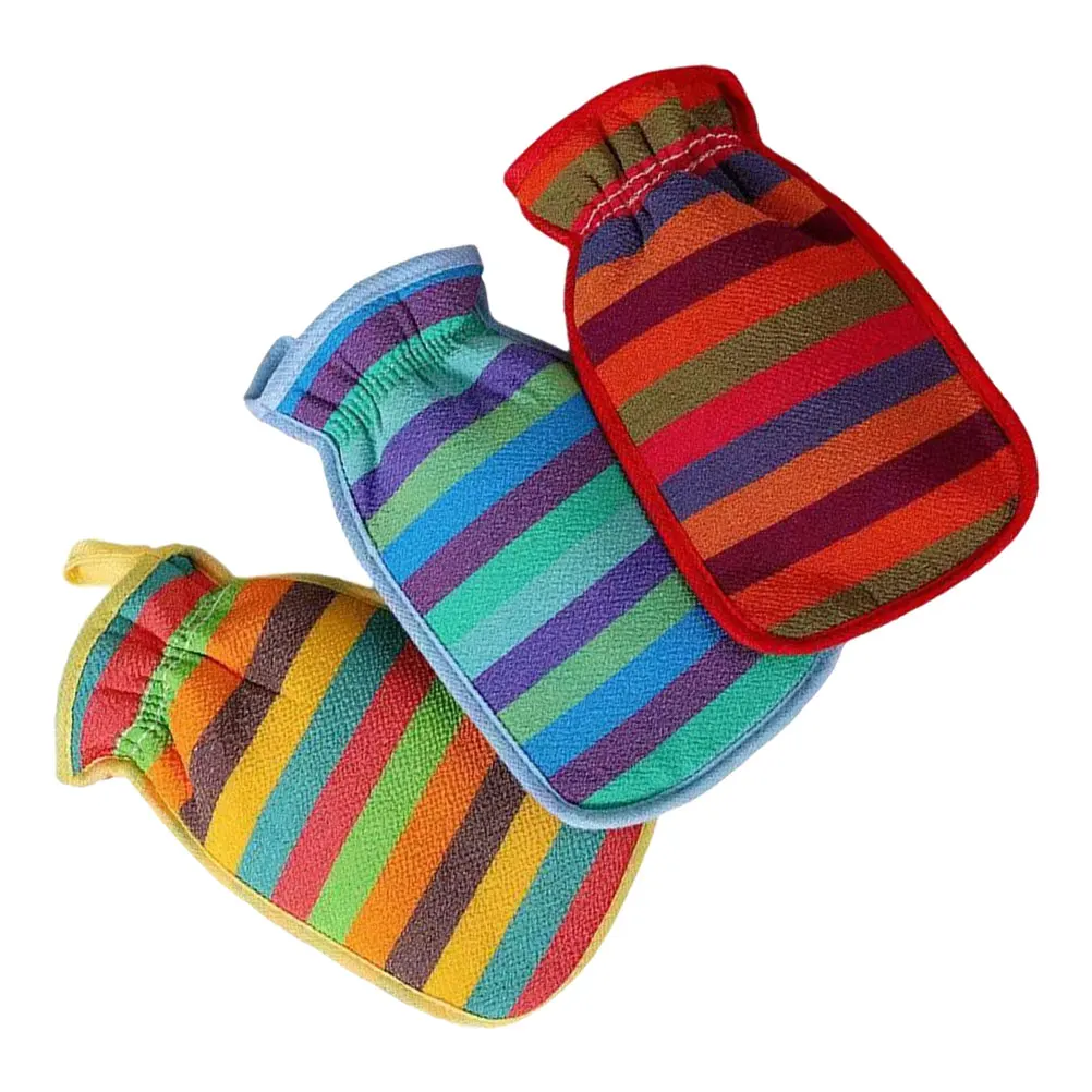 

3pcs Shower Gloves Body Sponge Deep Cleansing Dualsided Soft Rough Bathing Accessories Exfoliator Scrubber Facial Towels Back