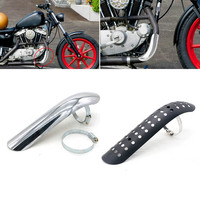 For Honda Harley Chopper Cruiser Cafe Racer Custom Motorcycle Curved Exhaust Muffler Pipe Heat Shield Cover Guard Protector