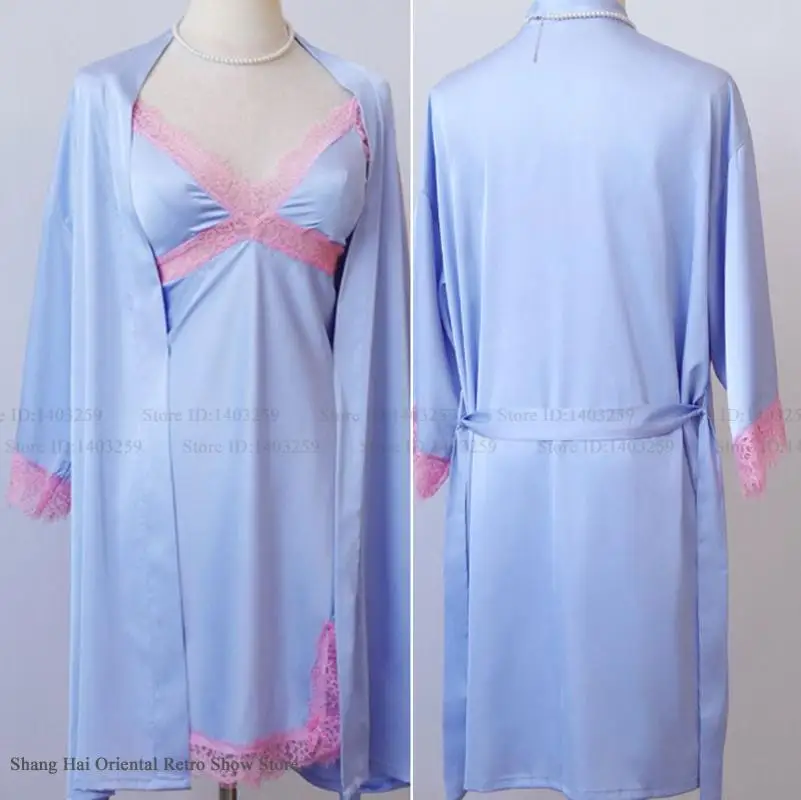 

Новый женский комплект халатов из 2 предметов, одежда для сна, сексуальная розовая ночная рубашка с кружевной отделкой на подтяжках, нижнее белье, весна-лето, ночная рубашка из ледяного шелка, домашнее платье