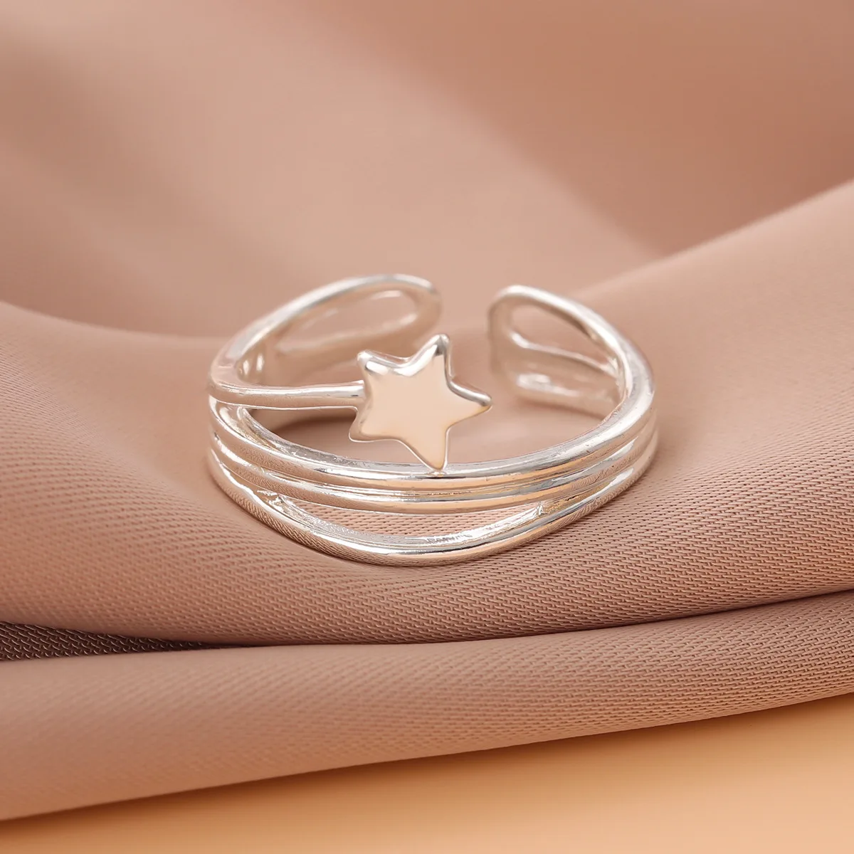 

925 Sterling Silver Star multilayer Open Rings For Women Engagement Wedding Luxury Jewelry Adjustable Jewellery Argent 925