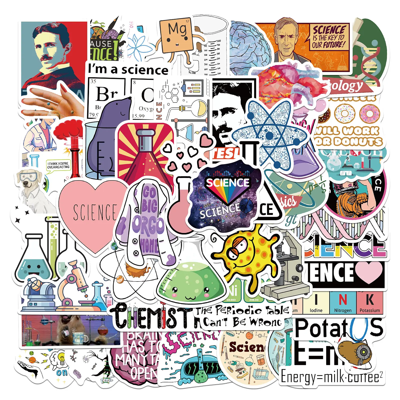 50PCS Creative Laboratory Cartoon Graffiti Stickers Decorative Skateboard Notebook Mobile Phone Waterproof Stickers