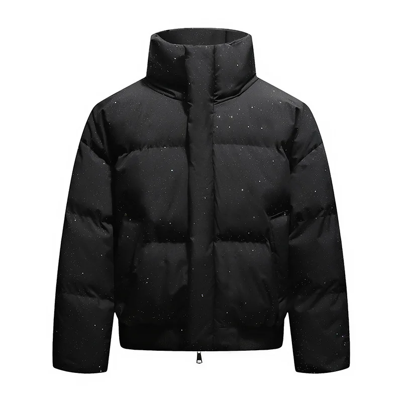 الشتاء رجل أسفل سترة رشاقته الترتر المطبوعة الوقوف طوق الذكور ملابس خارجية شارع العليا طويلة الأكمام المعتاد معطف الرجال عادية