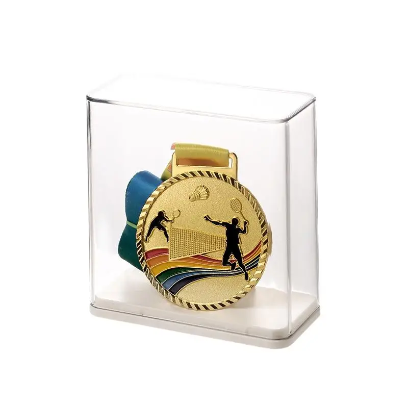 Transparent Plastic Visible Rectangular Storage Box Multi-functional Medal Individual Display Box, Stackable Tabletop