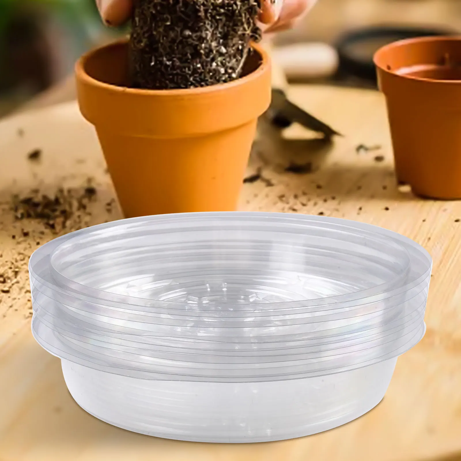 10PCS Plant Saucers 30cm Flower Pot Drip Trays Clear Snack Container Desktop Trash Storage For Indoor Outdoor Plant Garden Clear