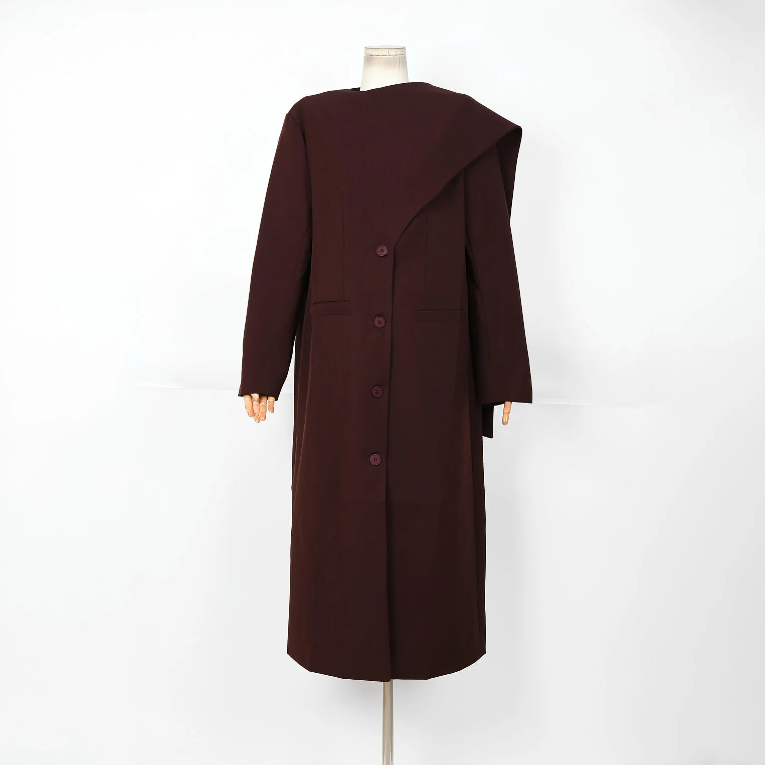 

Весна 202, женский бордовый длинный плащ с асимметричными лацканами, однобортная куртка с длинными рукавами, модная модная женская куртка