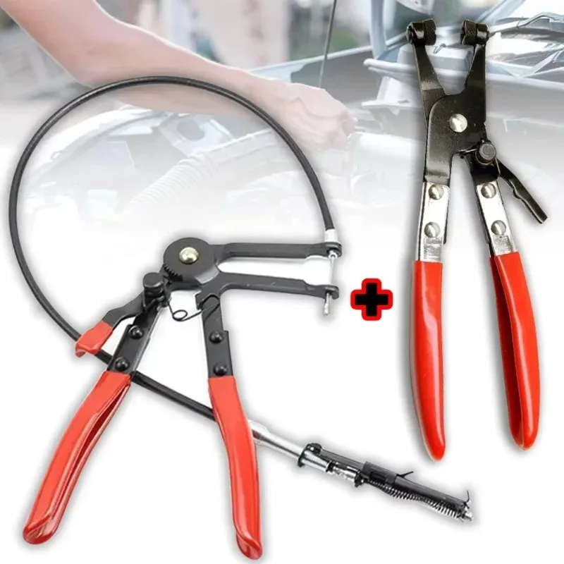 Long Reach Wire Spring Hose Clamp Pliers Auto Coolant Radiator Heater Band Flat or Large Clamp Hose Clamp Pliers Car Remover Kit