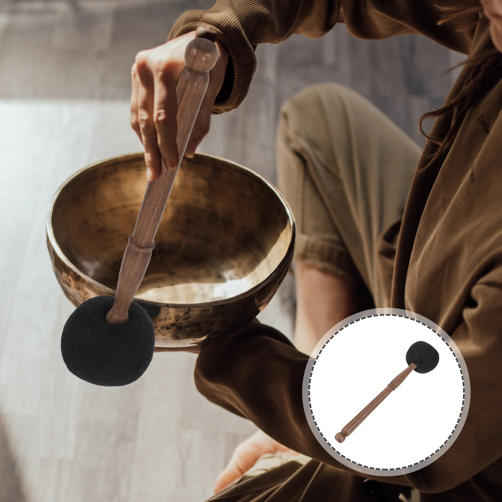 ورأى الصوف مطرقة لوعاء الغناء عصا خشبية التبتية بوذا أداة الصوت ملحق التأمل أداة اليوغا