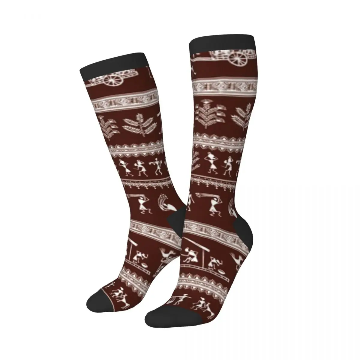 Spring/autumn over the knee socks Warli Tribal Art school dance long stocking