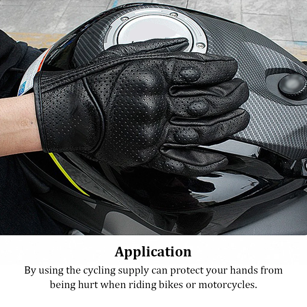 1 Pair Leather Touchscreen Glove Universal Adjustable Gloves Multi-purpose Motorcycle Cycling Sports Protection for Hiking