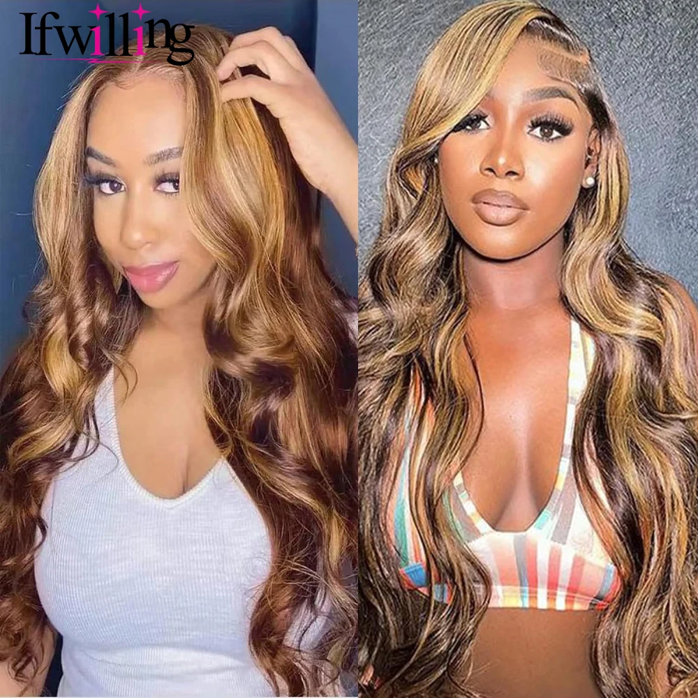 4/27 Body Wave 13x6 HD Lace Frontal Wig Highlight Wig Human Hair Ombre HD Lace Front Human Hair Wigs 250 Density Human Hair Wigs