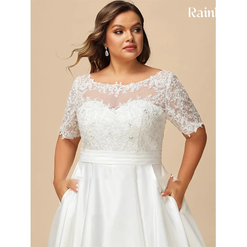 

Graceful Plus-Size Wedding Dress Organza With Embroidery A-Line Length Ball Gown Full Sleeve O-Neck Customized Vestido De Novia