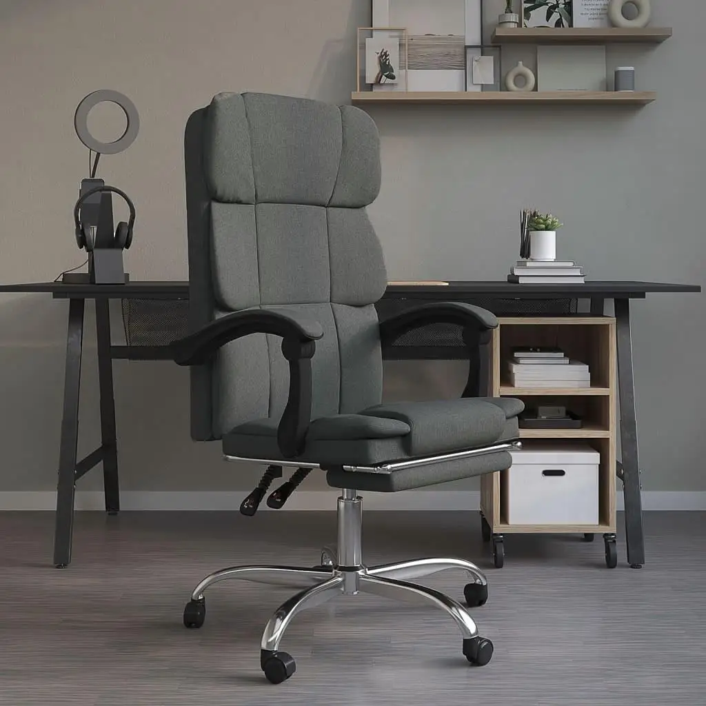 Ergonomic Dark Gray Reclining Office Chair - Stylish Fabric Comfort for Home & Office