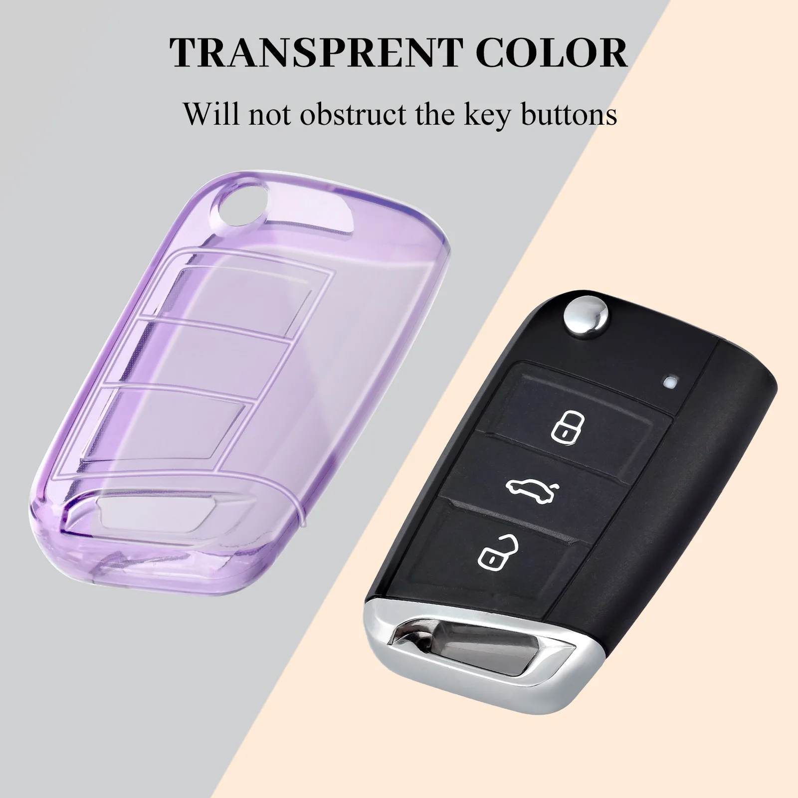 For Volkswagen VW Polo Golf 7 Golf7 MK7 Tiguan Skoda Octavia Kodiaq Karoq for Seat Ateca TPU Transparent Car Key Fob Case Cover