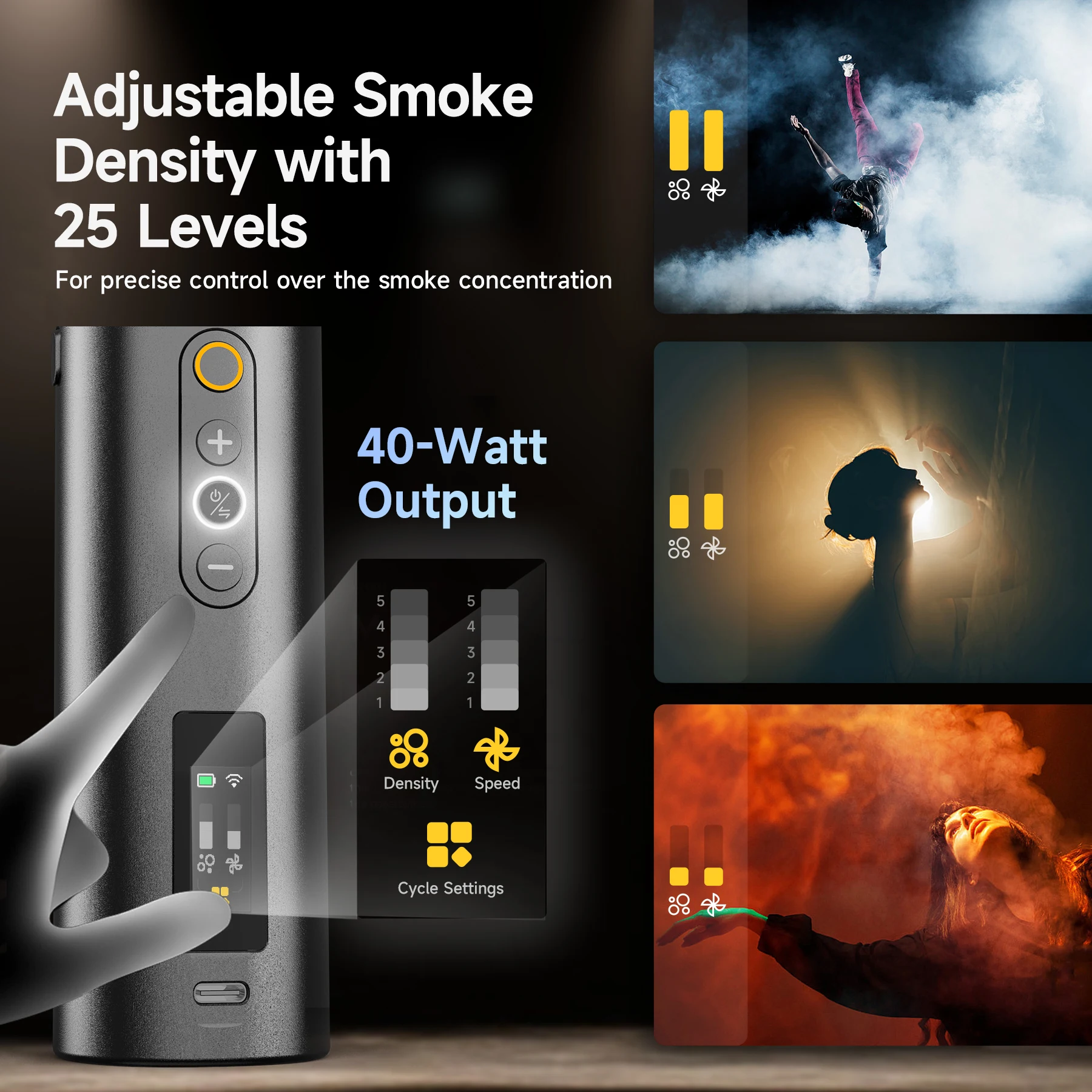 COLBOR CF5 40 واط RGB المحمولة باليد آلة الضباب تأثير دخان الجليد الجاف قوية التصوير آلة لصنع الدخان لإنتاج الأفلام