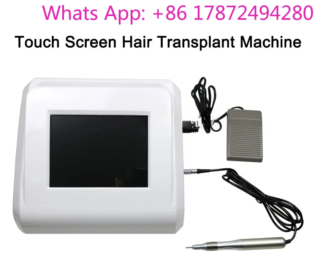Touch screen hair transplant extractor with counting hair follicle extractor instrument