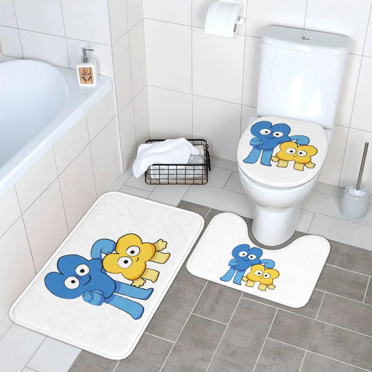 

Коврик для ванной Four And X Bfdi, 3 шт., набор для ванной комнаты, крышка для унитаза, домашний декор, нескользящий ковер, напольный коврик