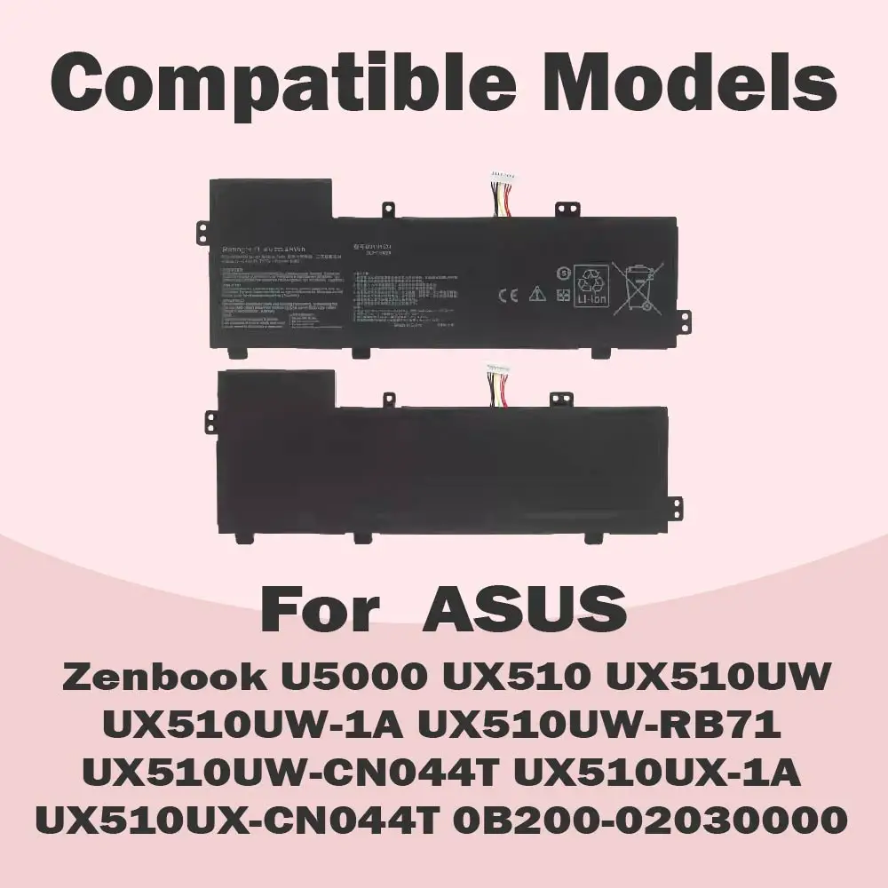 B31N1534 48Wh Laptop Battery for Asus Zenbook U5000 UX510 UX510UW UX510UW-1A UX510UW-RB71 UX510UW-CN044T UX510UX-1A