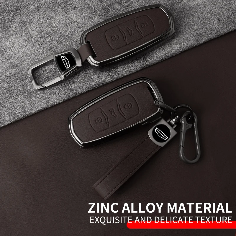 For Geely A 3 buttons Car Key Cover Case Shell Atlas Boyue NL3 EX7 SUV GT GC9 Emgrand X7 Borui Zinc alloy+leather Accessories